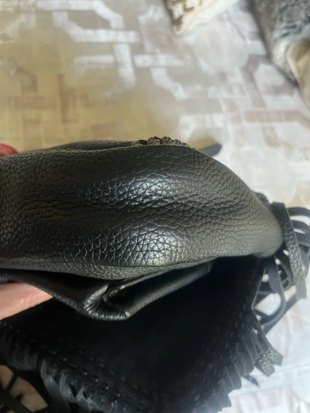 Coach Dakota Fringe Flap Crossbody Bag Black Whiplash  EUC - Picture 7 of 14